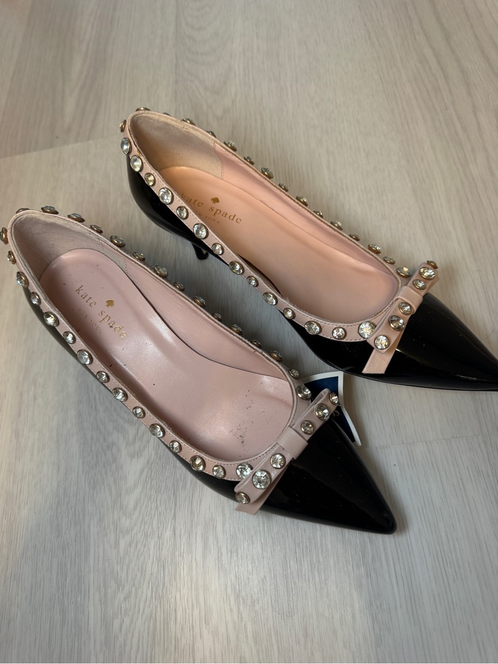 Kate Spade McKayla Black Patent Heels w/ Pale Pink Nappa